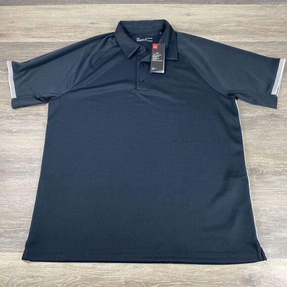 Under Armour Polo Mens XL Black/white Loose HeatGear Performace Stretch 2 - Picture 1 of 13